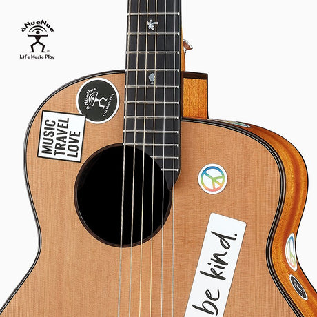 aNueNue Music Travel Love Bob Full  Size Guitar Full Body with Stickers