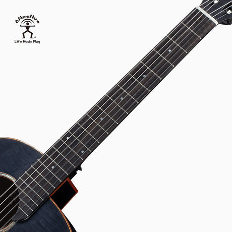 aNueNue LN77E Black Flamed Top Nylon Guitar Ebony Fretboard with Mother of Pearl Dot Inlays