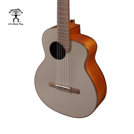 aNueNue MCN Nylon Series Travel Size Guitar Chocolate Ripple – Cedar Top and Mahogany Body Side View