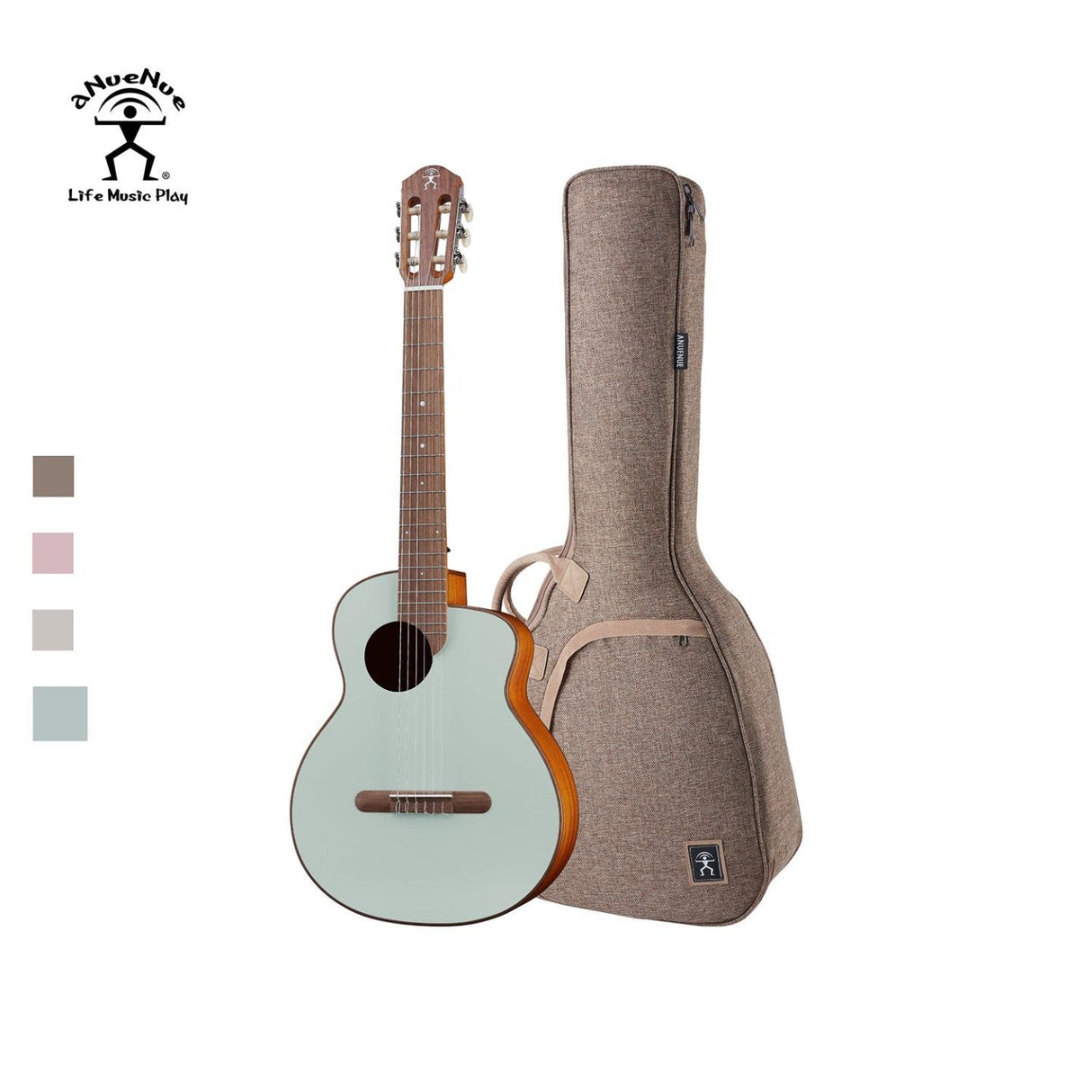aNueNue MCN Nylon Series Travel Size Guitar – Forest Jade Front View