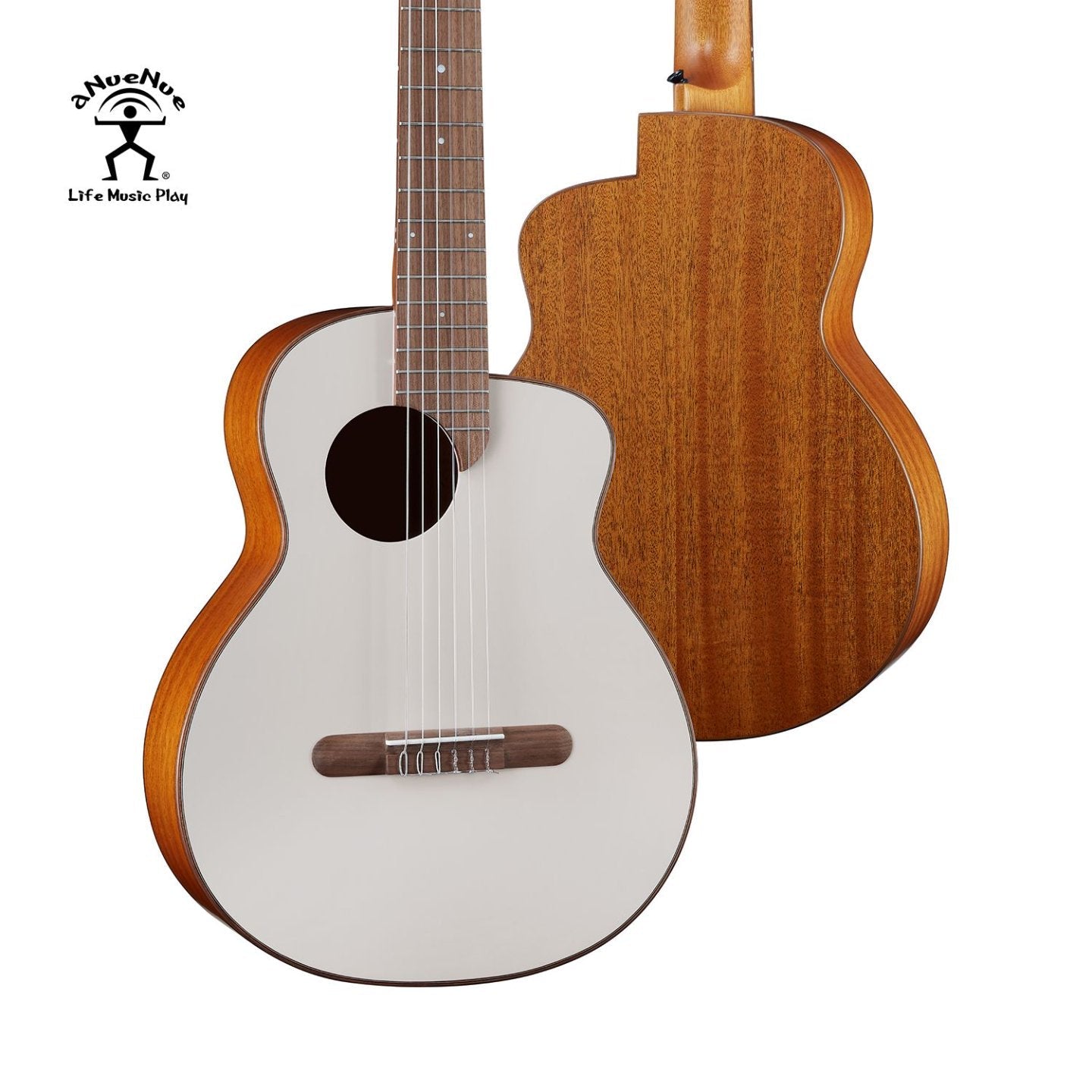 aNueNue MCN Nylon Series Travel Size Guitar – Warm Gray Back and Sides