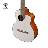 aNueNue MCN Nylon Series Travel Size Guitar Warm Gray – Cedar Top and Mahogany Body Side View