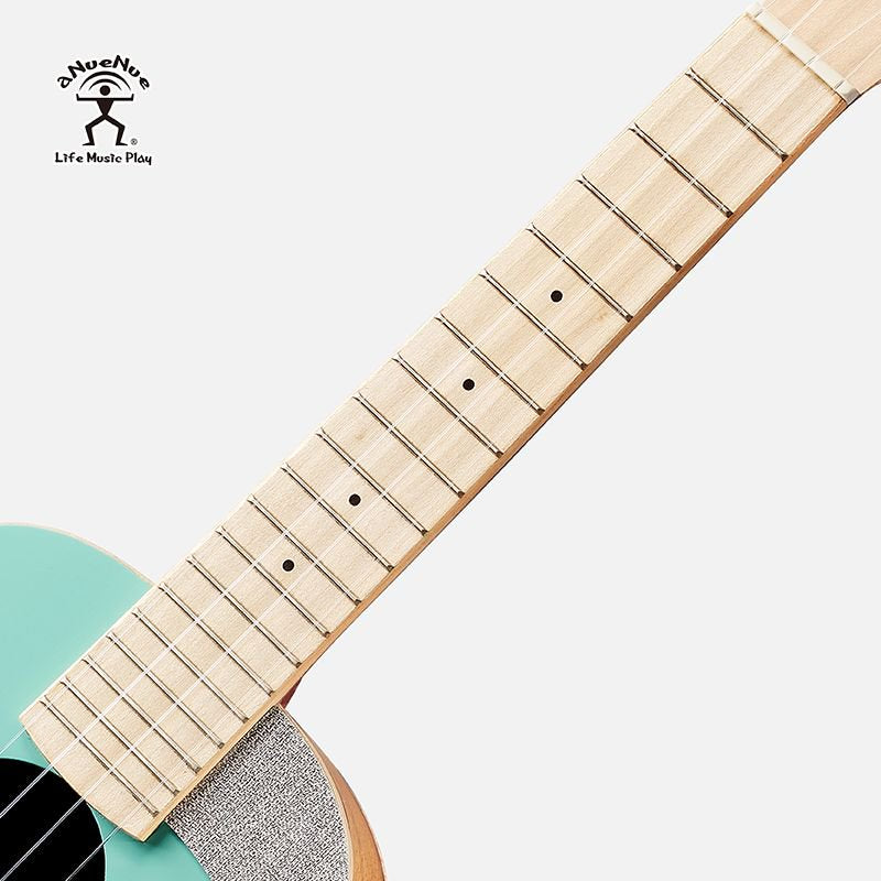 aNueNue UC-10 Ice Green Concert Ukulele 19 Frets Maple Fingerboard Close-up