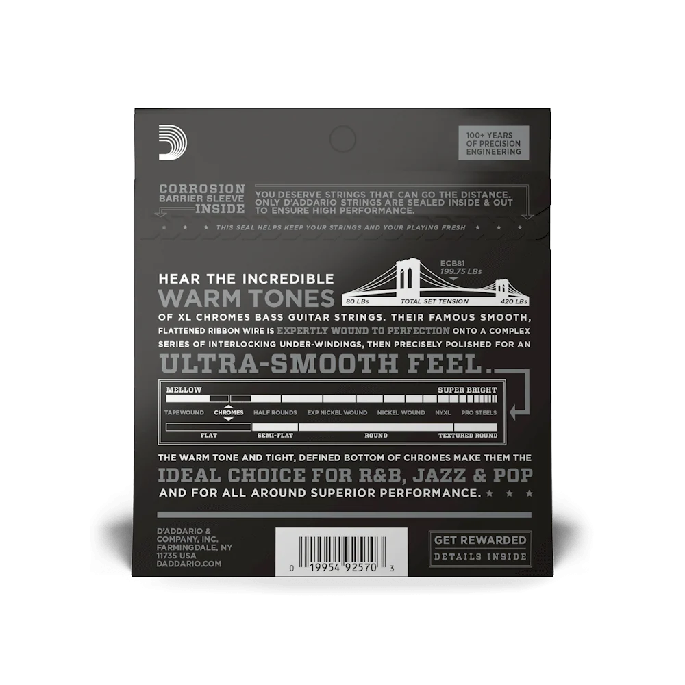 D'Addario ECB81| XL Electric Bass Guitar Strings 45-100